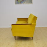 Yellow velvet sofa with fold-out function, 1960s