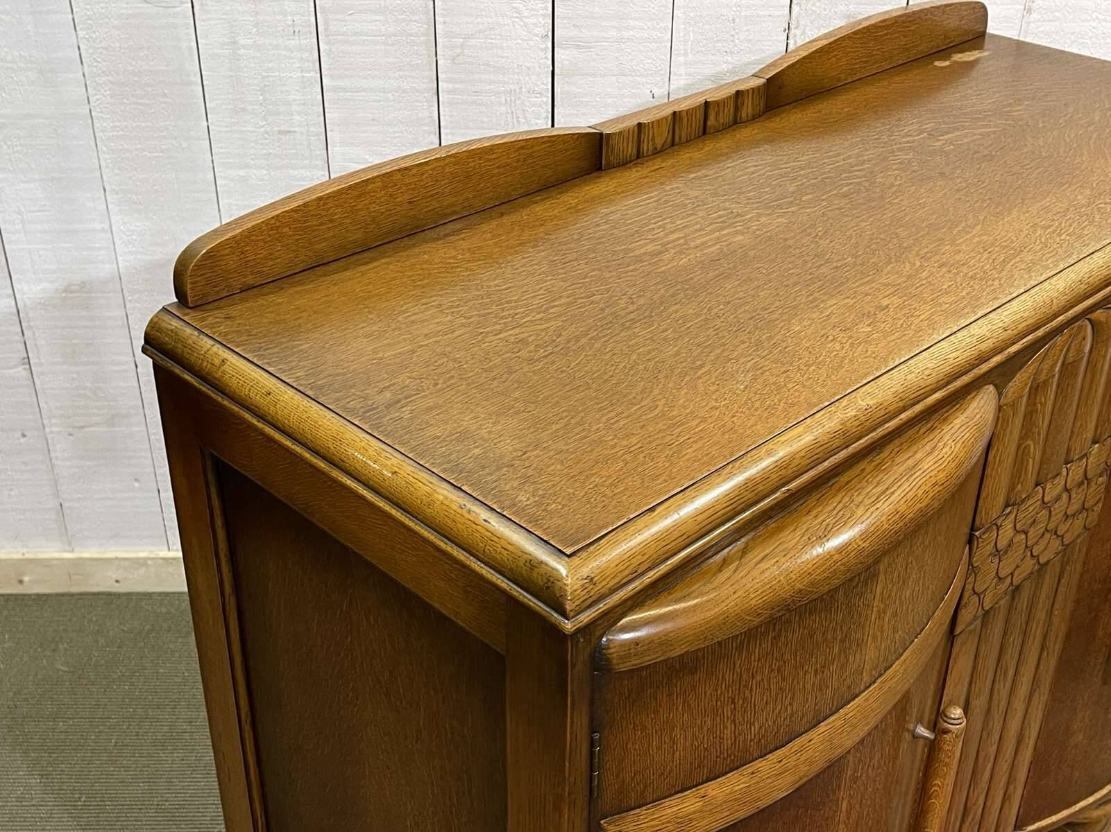 1950s English Art Deco oak sideboard