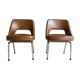 Paire de chaises conférences similicuir marron  1970