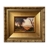 Italian school painting "Hilly landscape" signed + frame