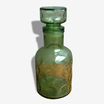 Vintage green glass carafe.