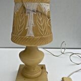 Vintage Alabaster Lamp with Floral Pattern Shade