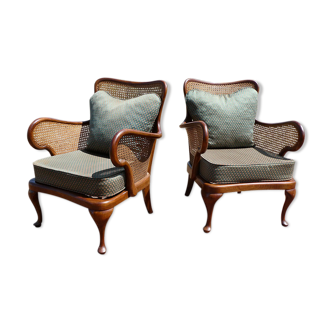 Paire de fauteuils anglais cannés XIXéme style Chippendale