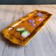 Vintage barbotine pocket dish from Salins les Bains, relief decoration of fruits.