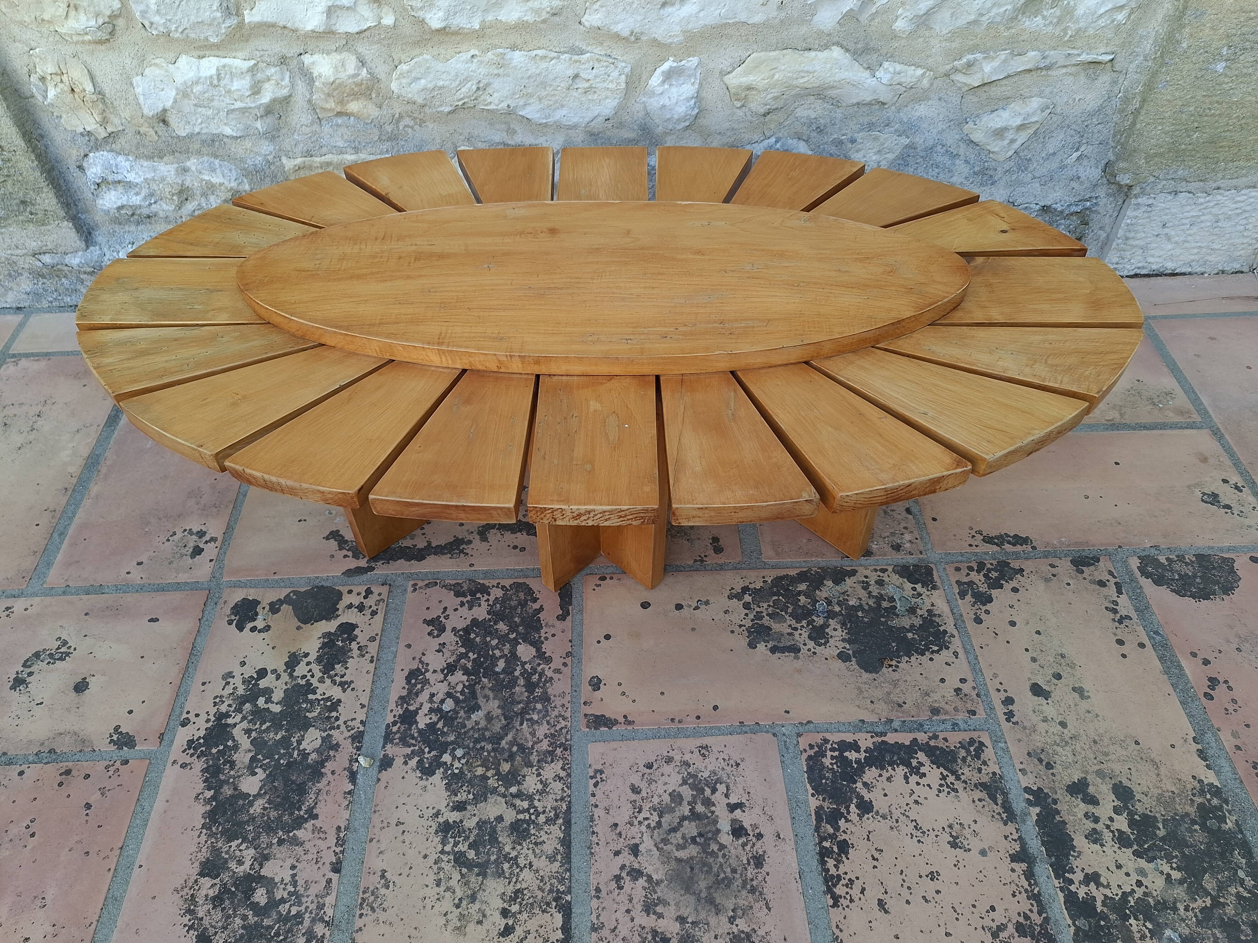 Vintage daisy shaped wooden coffee table