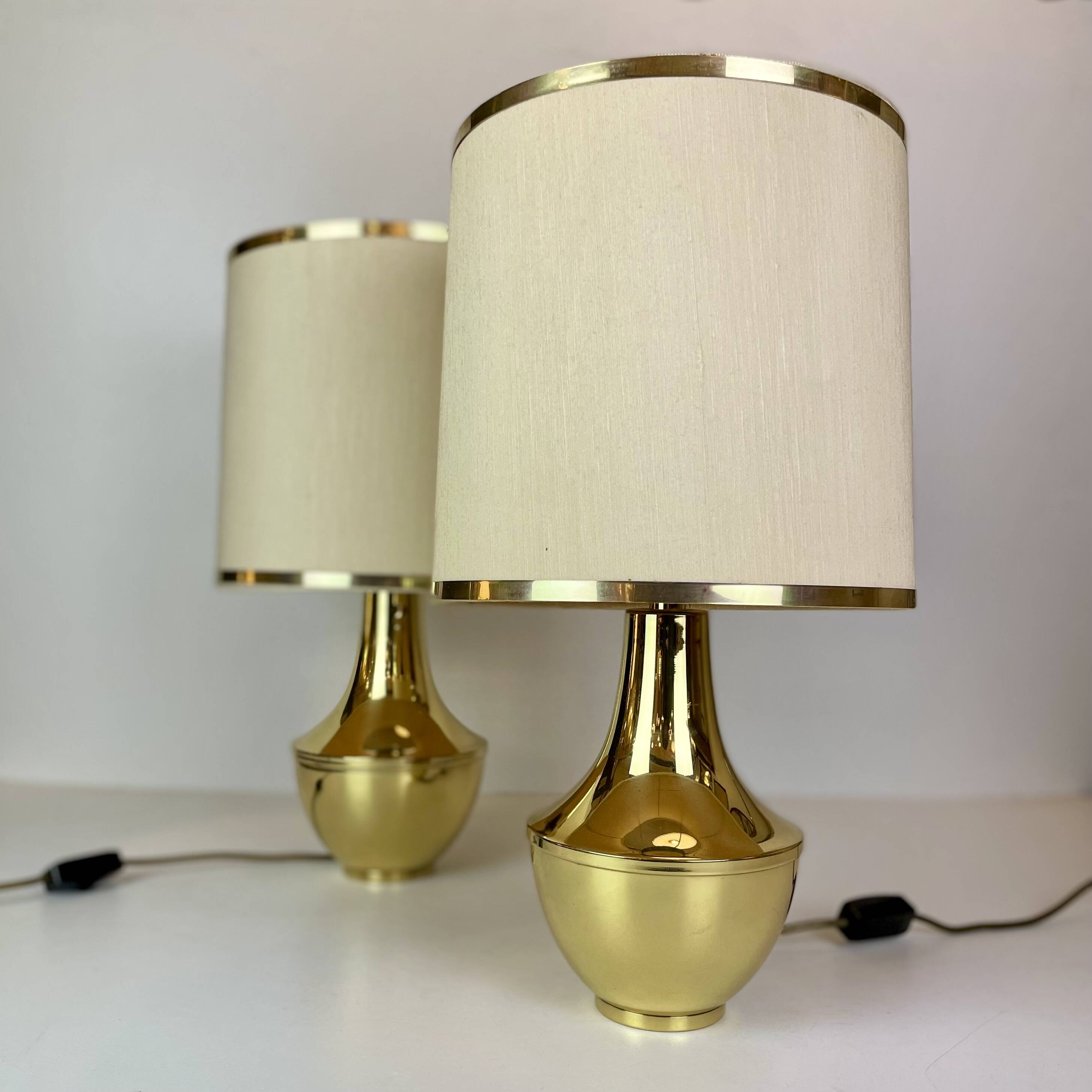 Pair of Italian Brass Table Lamp, 1970s