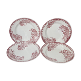 Lot de 4 assiettes à soupe de la Sté Amandinoise modèle Iris, terre de fer. St Amand
