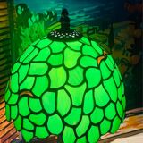 Vintage Tiffany Inspiration Lamp and Green Shade | Green Foliage Shade