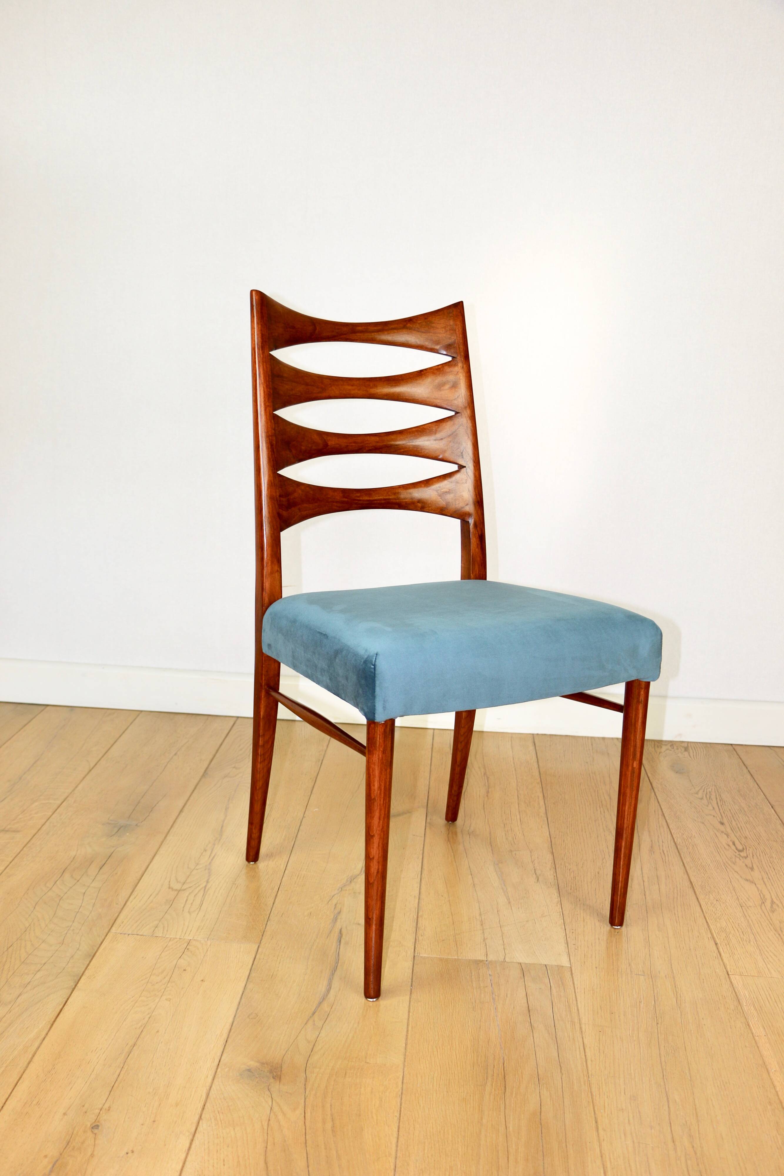 Danish vintage chairs blue turquoise vintage - set of 4 - great set