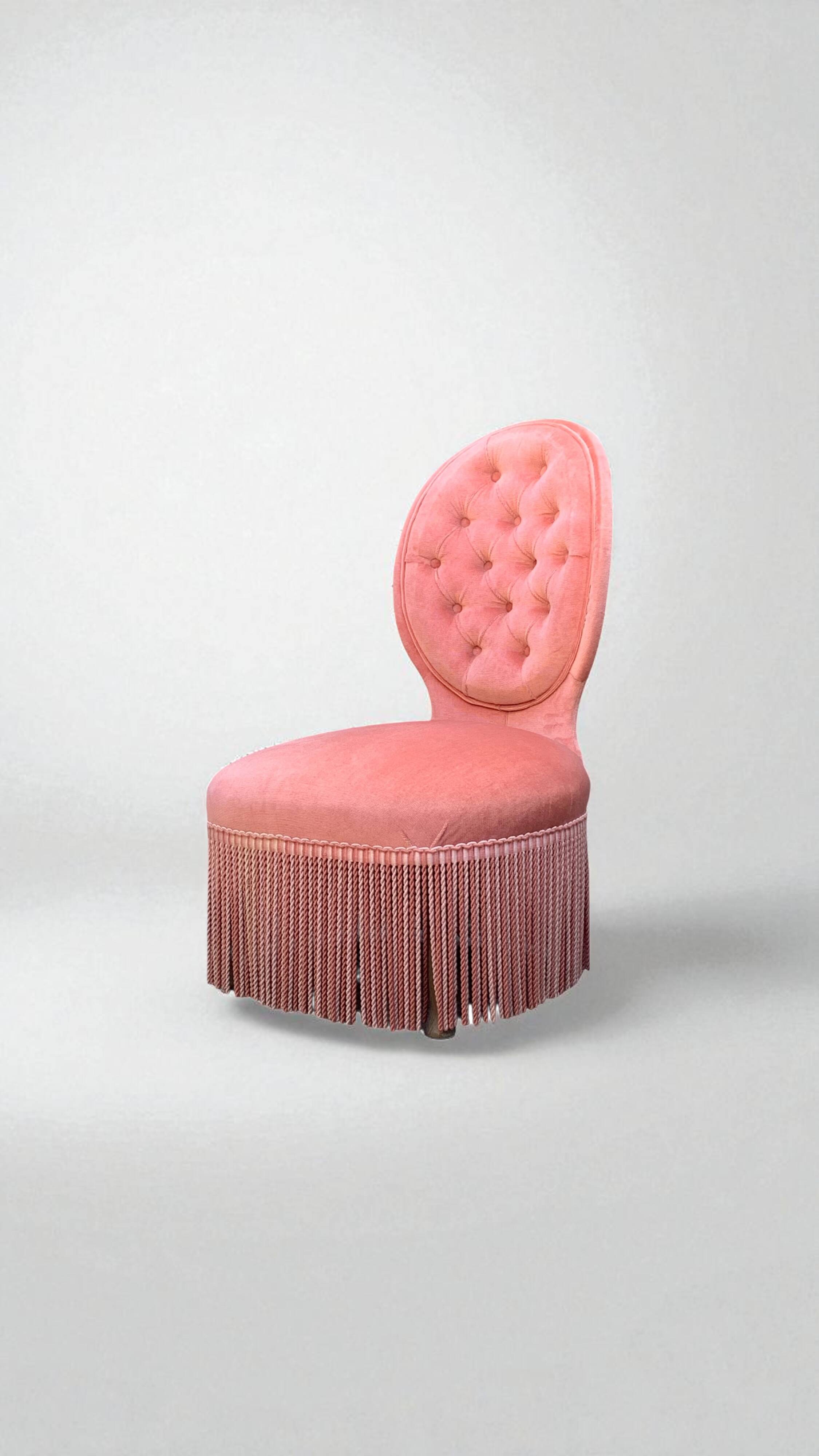 Vintage pink upholstered toad chair