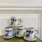 4 stoneware coffee cups