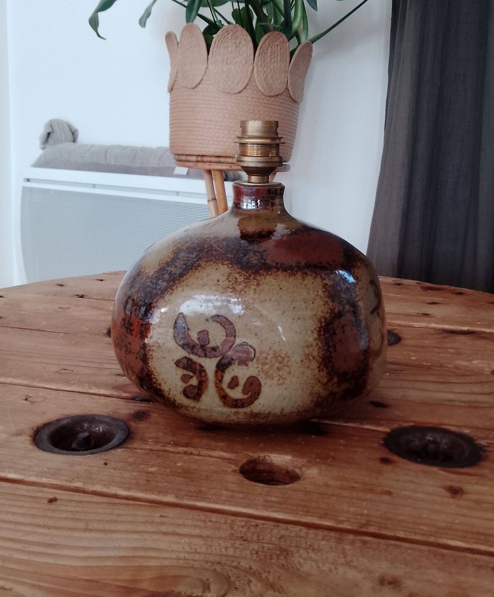Valérien Taber Vallauris vintage stoneware lamp