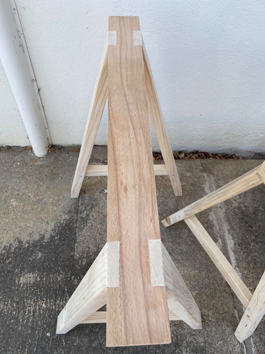 Trestle table, zinc top