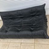 Canapé Togo 3 places en cuir noir par Michel Ducaroy pour Ligne Roset