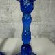 Pair of vintage cobalt blue twisted glass candlesticks h 24.5 cm