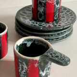 6 vintage luc vallauris art ceramic cups and saucers