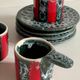 6 vintage luc vallauris art ceramic cups and saucers