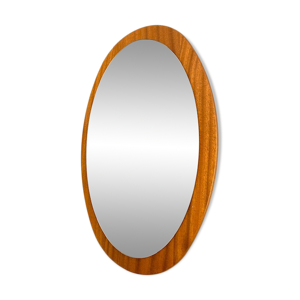 Miroir ovale en teck - vers