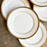 6 white and gold porcelain dessert plates