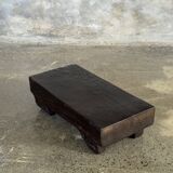 Small stool, black solid teak accent stool wabi-sabi L30 W8.5 H6.