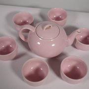 Mid-Century Vintage Tea Set Pastel Pink Porcelain Teapot & Cups, 1960s