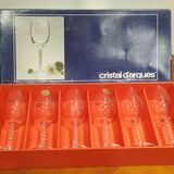 Very Beautiful Box of 6 Fleury Port or Aperitif Glasses in Arques Crystal