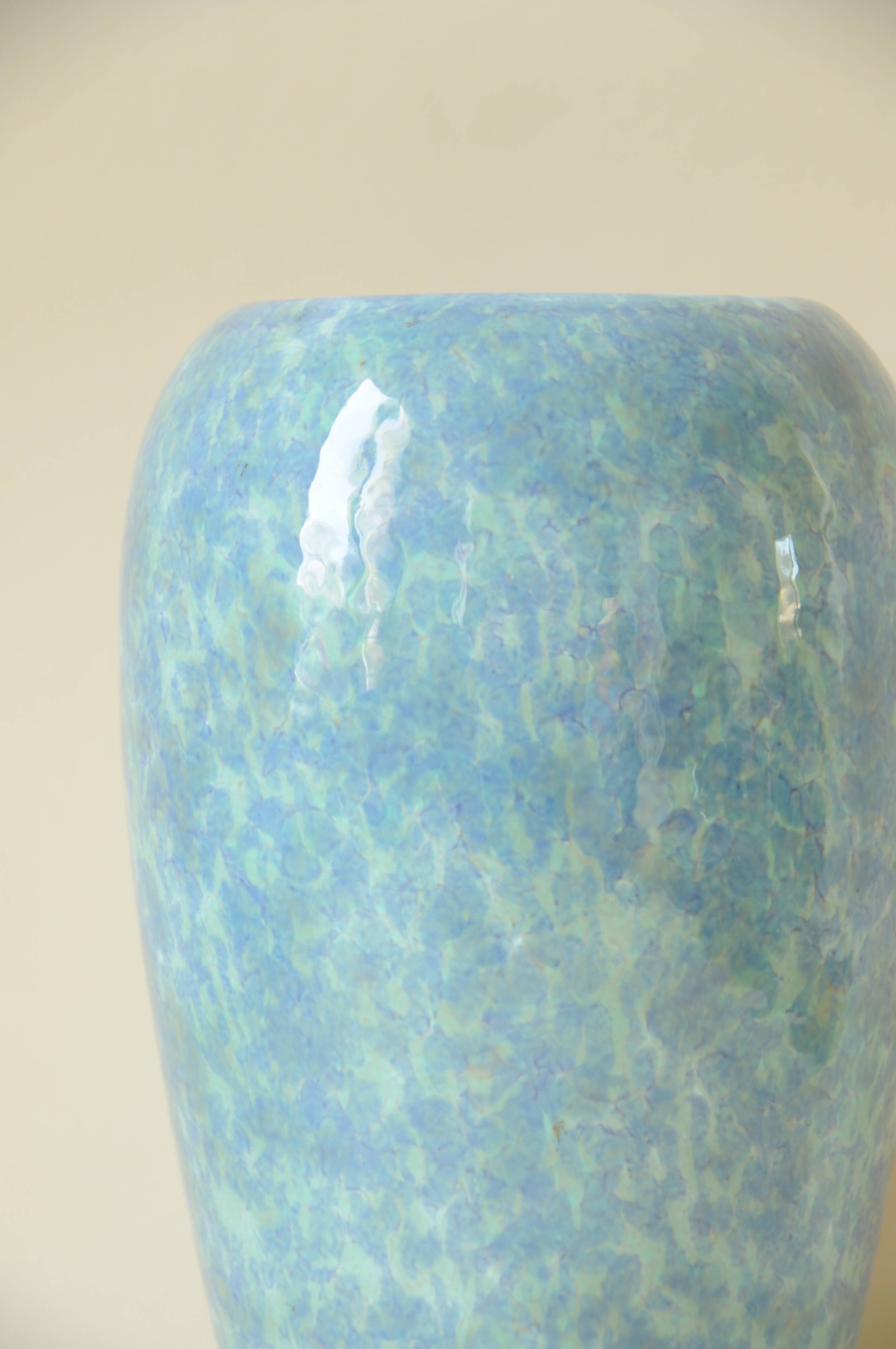 Iridescent Blue Ceramic Vase