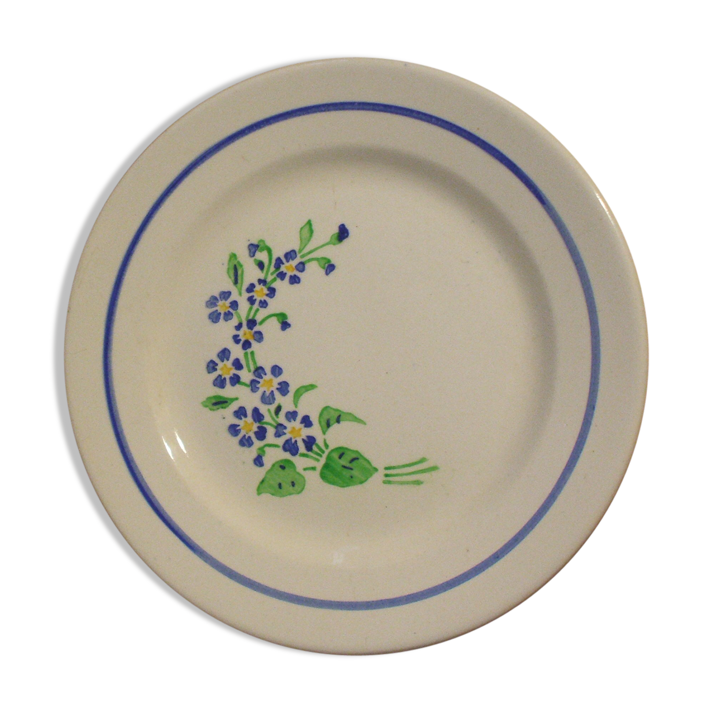Set of 4 plates to dessert "Niderviller", blue flowers decoration