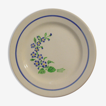 Lot de 4 Assiettes à dessert " Niderviller ", décor fleurs bleues