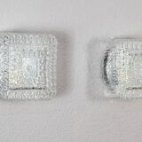 Mid century modern germany cut glass flush mount set 60s