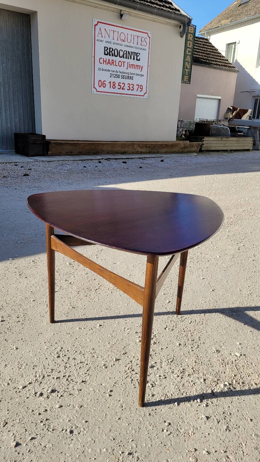 1960s Scandinavian tripod coffee table in teak