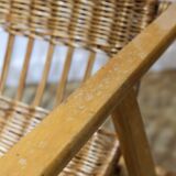 Wicker and wood rocking chair