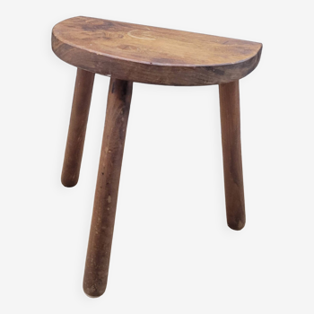 Cowhide half round tripod stool