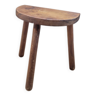 Cowhide half round tripod stool