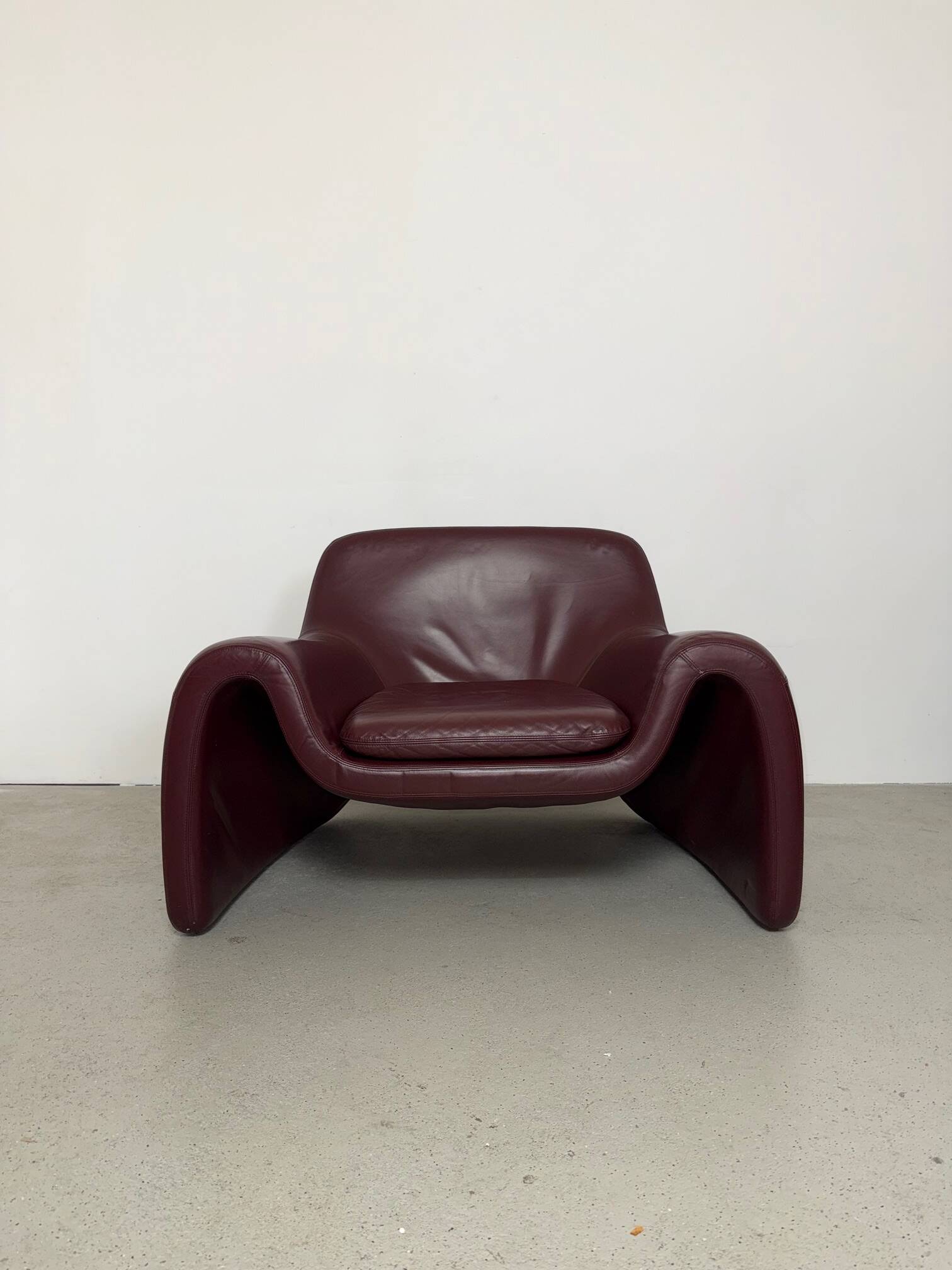 Sculptural Leather Lounge Chair by Cinova, Italy 1970s