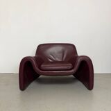 Sculptural Leather Lounge Chair by Cinova, Italy 1970s