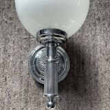 Vintage wall lamp in opaline and chrome metal