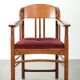 Chaise de salle à manger design Art Nouveau / Jugendstil avec revêtement en tissu rouge.