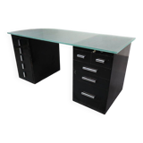 1930's modernist desk in black lacquered metal