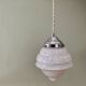 Vintage art deco globe pendant light in white Clichy glass