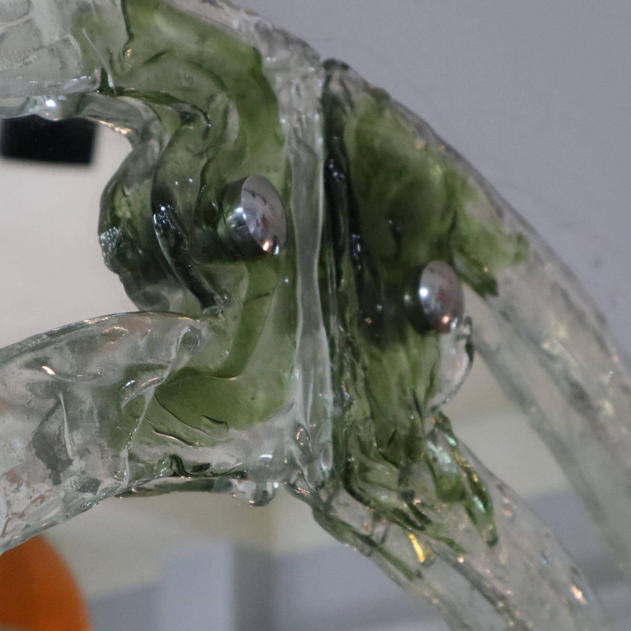 Mid-century round green Murano glass Italian mirror by Mazzega, 1960s