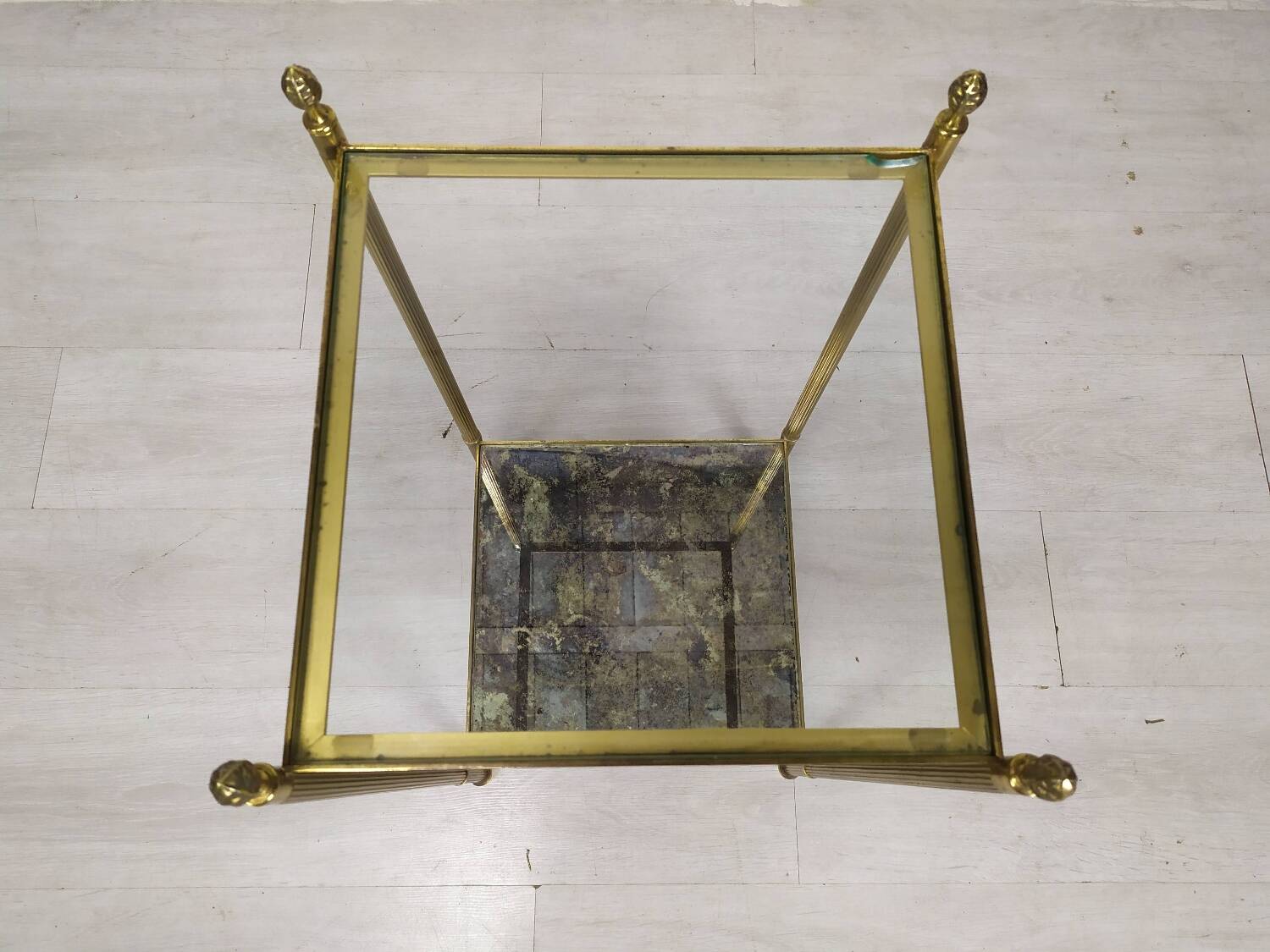 Brass glass side table