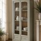 Renovated Art Deco display cabinet in grey-green.