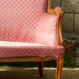 Pink velvet vintage sofa bench