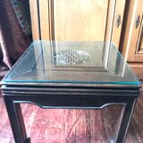 Ethnic table with glass top