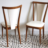 Pair of Scandinavian style wooden chairs and skaï
