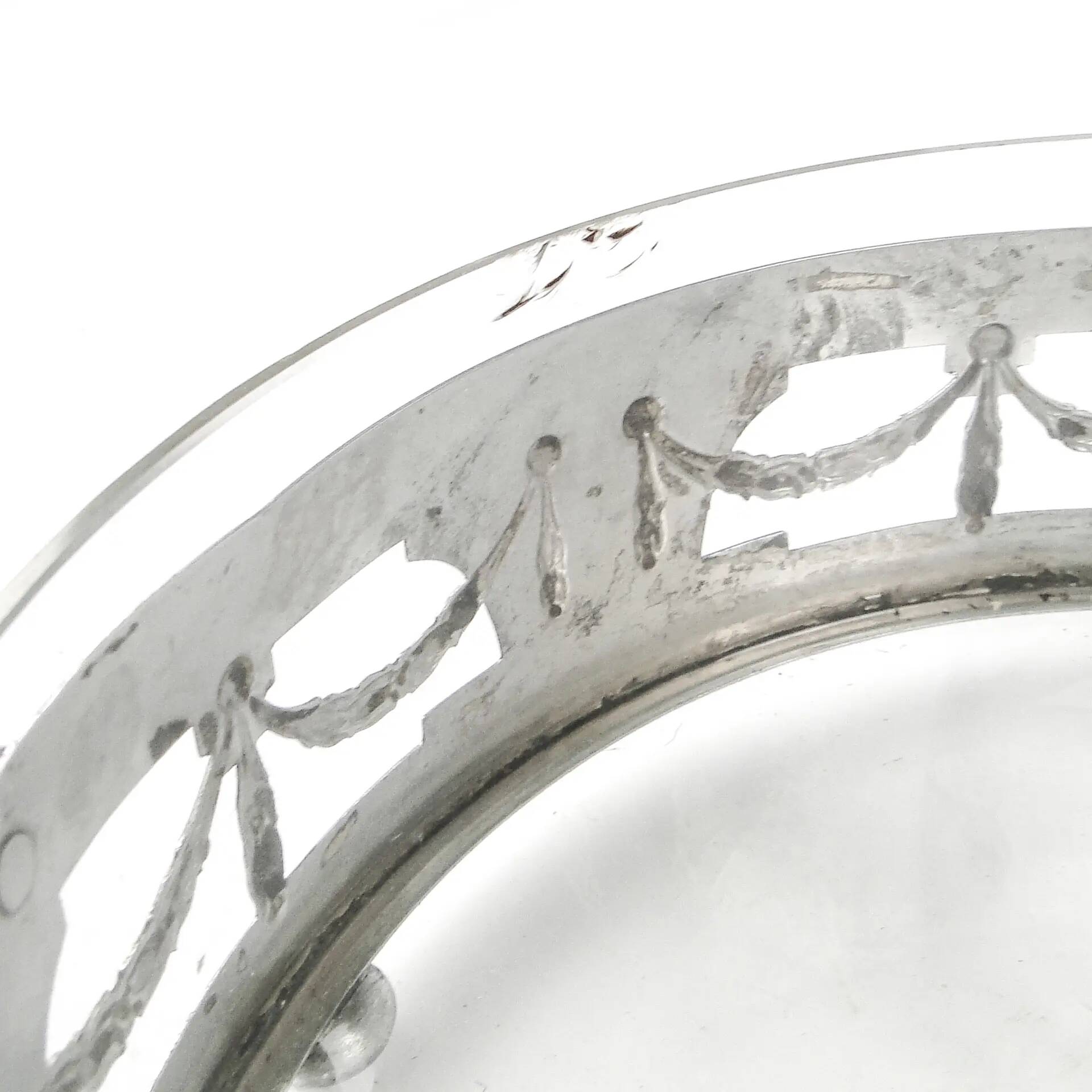 Art Nouveau fruit basket, chromed brass, glass, Germany, early 20th century