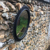 Vintage black metal sun mirror 1960