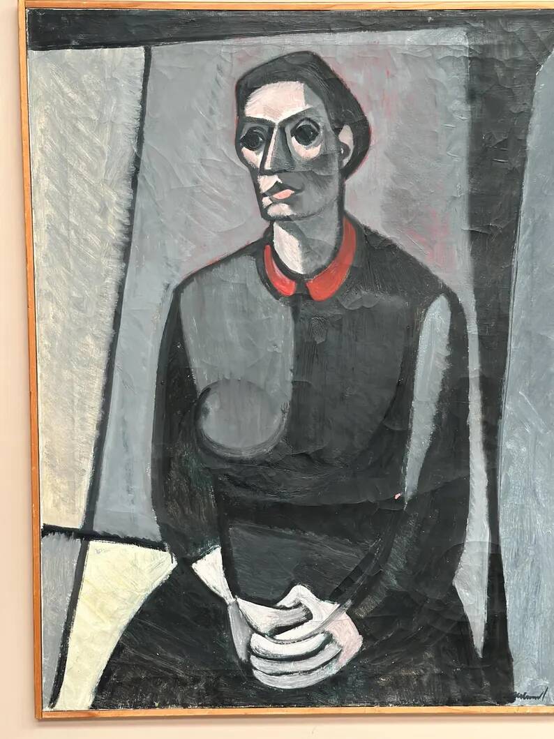 Large Original Swedish Oil on Canvas – "Portrait of Mme S" by Axel Ekelund – Signed – Vintage and Framed – 89 × 67 cm (35" × 26.4")