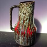 Vase west germany céramique émaillée multicolore + anse vintage